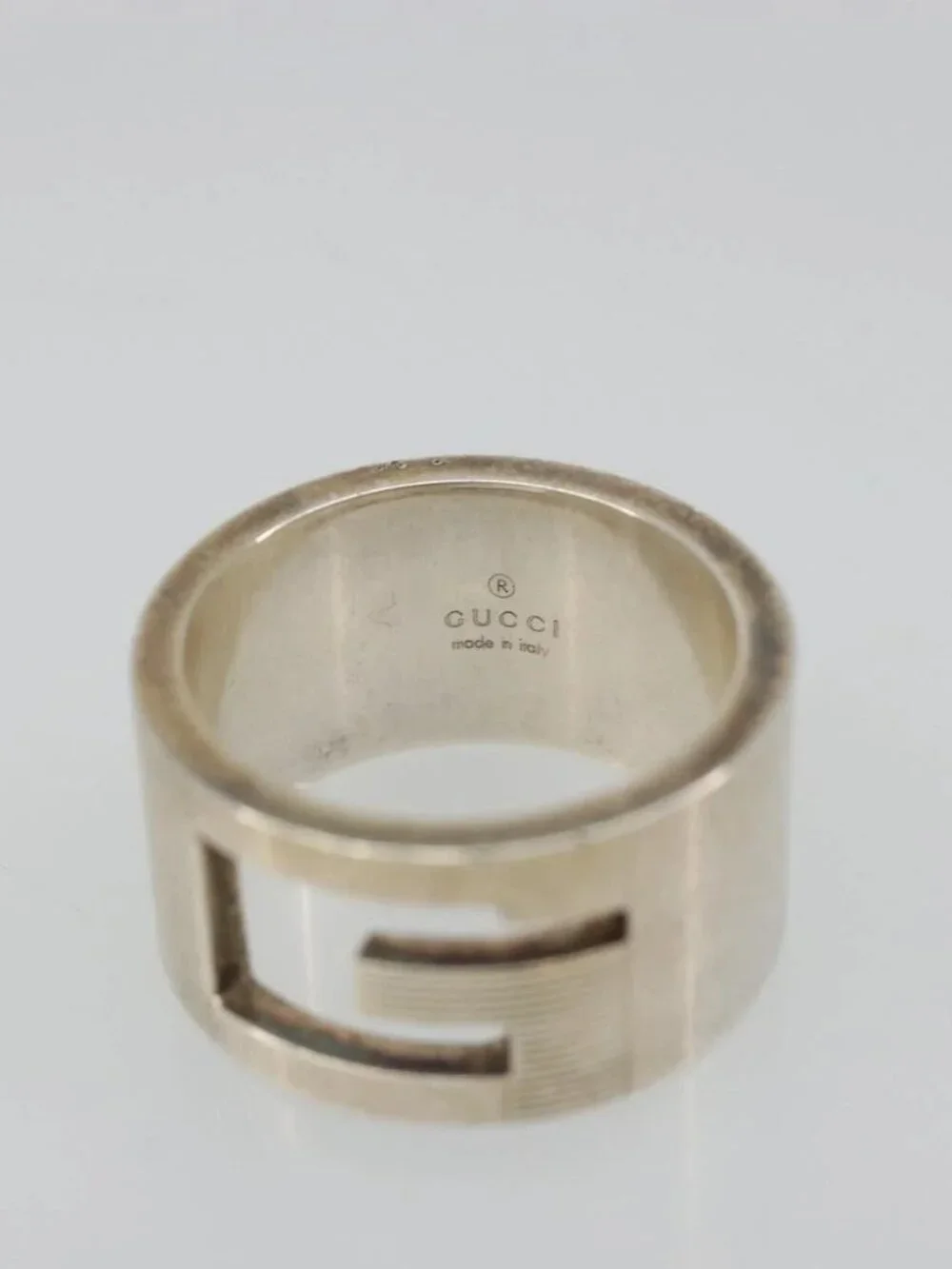 GUCCI Branded G Ring Ag925 Silver Auth SW2379V